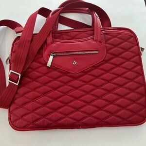 KNOMO Laptop Cross Charlotte Quilted Chrome Zips Pkts 14” x 11.5” x 1”